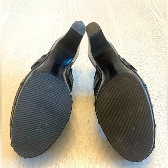 Coach Ivy Black Wooden Platform Studded Mule Clogs Heel Logo Womens Size 8 - Picture 6 of 6